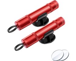 Autoglasbreker - Auto Noodhamer - 2 Stuks 2-in-1 Ruitbreker en Gordelsnijder - Compacte Ontsnappingshamer voor Alle Voertuigen - Veiligheidsgereedschap - Met Testglas - Rood