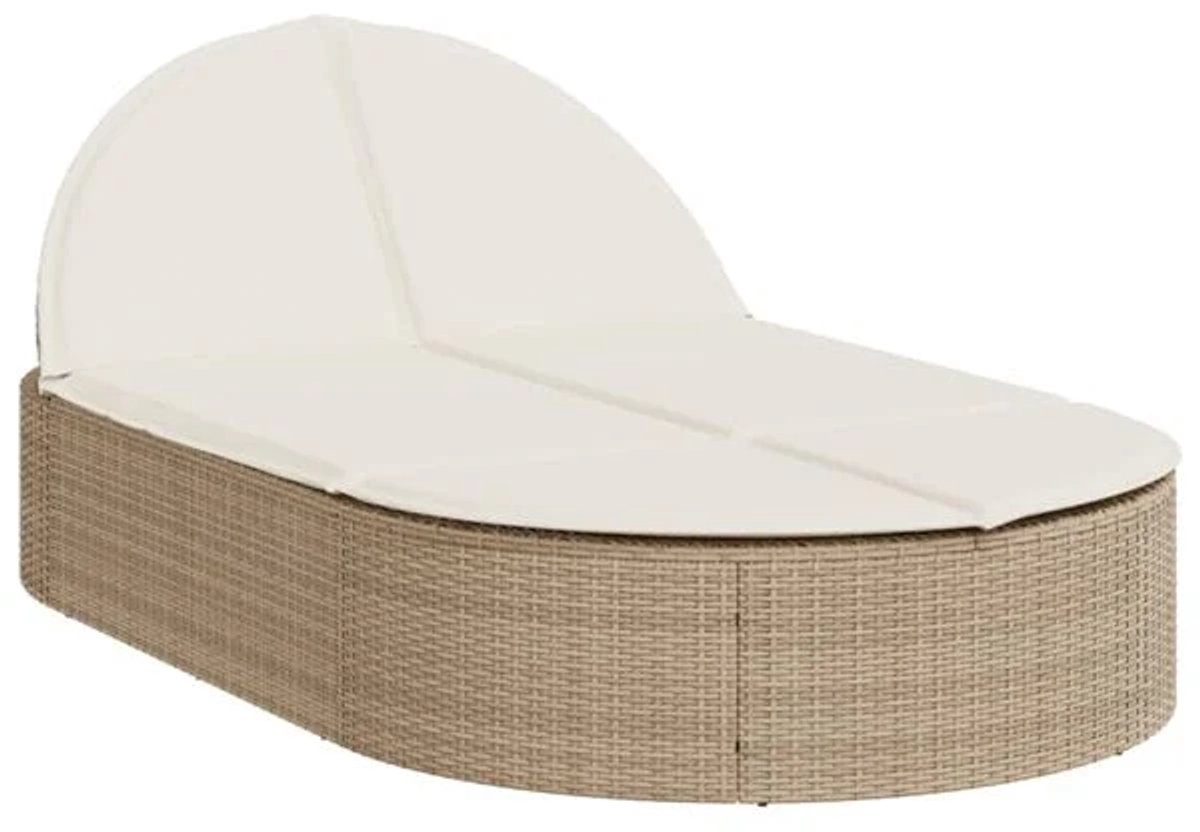 Ligbed - Tuin - Zonnebed - Ligstoel - Loungebed - Weerbestendig - Verstelbaar - Buiten - Opklapbaar - Beige