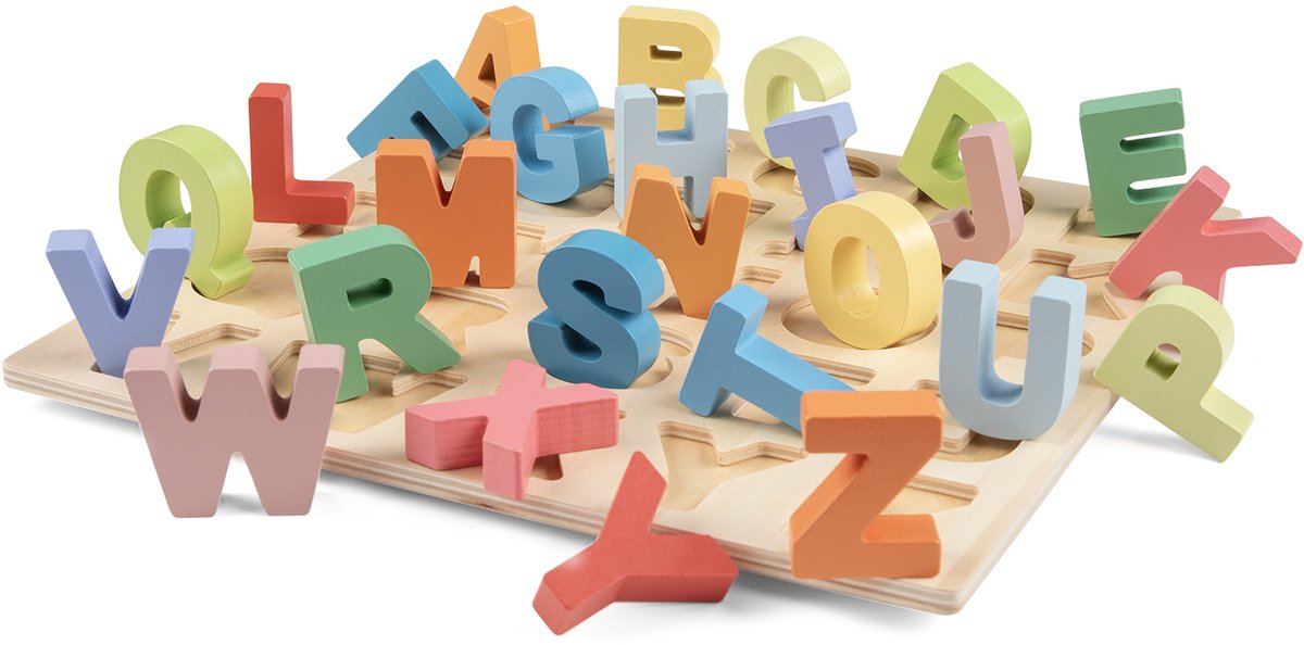 Woet® Houten Alfabet Puzzel - ABC Hoofdletters A t/m Z - Kleurrijke Educatieve Legpuzzel - Alfabet Leren - Peuterspeelgoed - Vanaf 2 Jaar — afbeelding 3