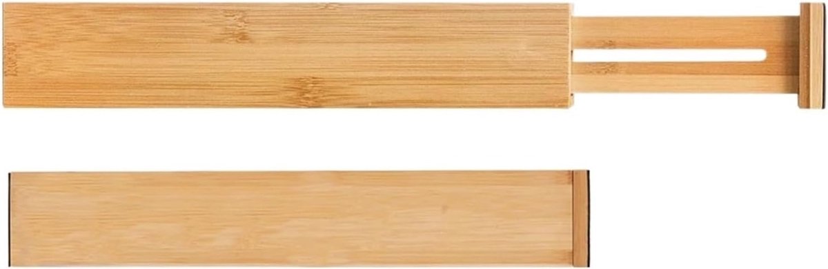 Bamboe Ladeverdelers - 1 Stuks Groot Formaat - Verstelbare Spiraal-Spanning - Geschikt voor 44 tot 55 cm - Hoogte 6 cm - Lade-organizer voor Keuken, Badkamer, Slaapkamer en Kantoor