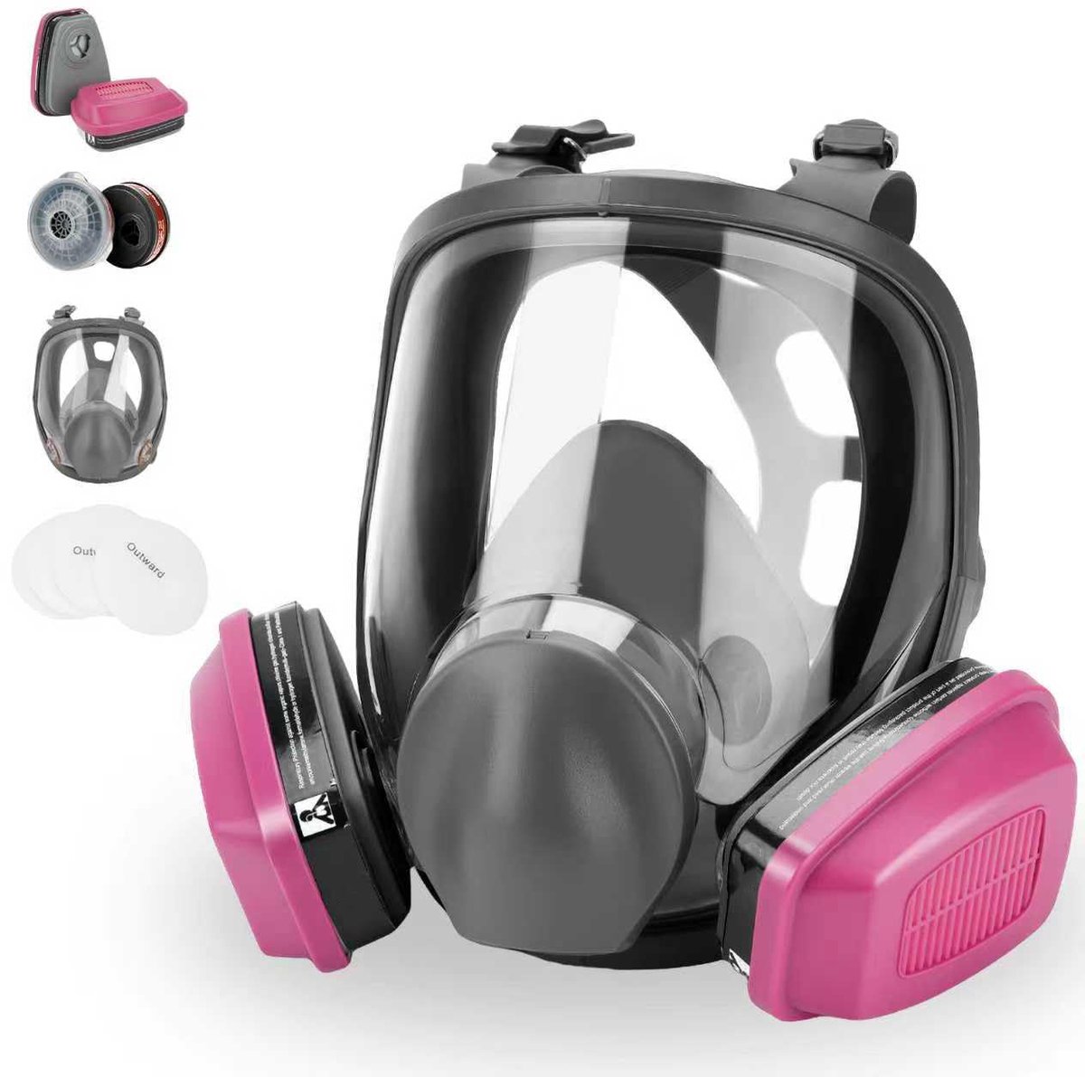 SnelShoppen - Volgelaatsmasker 6800 Gasmasker met 60921 en P-A-1 Filters, Herbruikbaar Ademhalingsmasker voor Stof, Gas, Spuitlak, Slijpen, Harsen en