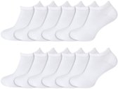 12 Paar - Basset - Sneakersokken - Bamboe - Wit - Unisex - Maat: 35-38