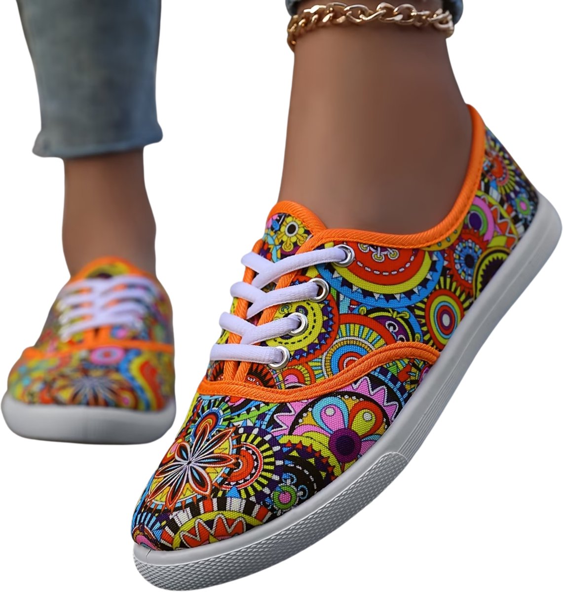 Currero Schoenen Dames Sneakers Comfortabel Slippers Casual Volwassenen 34 Blauwe Bloemen