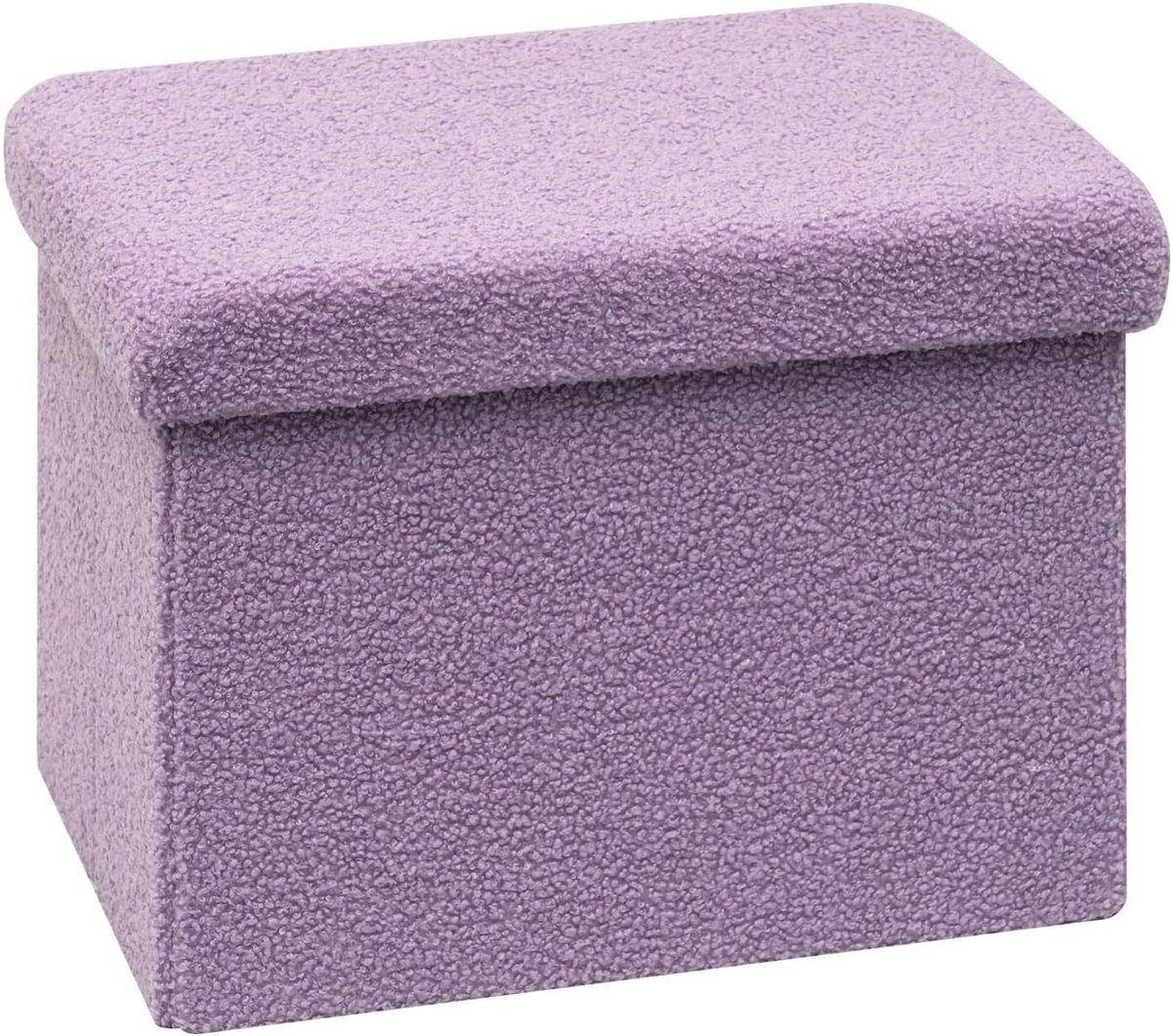 SnelShoppen - Opvouwbare Kruk met Opbergruimte, Fleece Voetenbank, Lila Zitbank, Opbergdoos, 42 x 32 x 32 cm voor Camping, Tuin, Feest en Kinderen