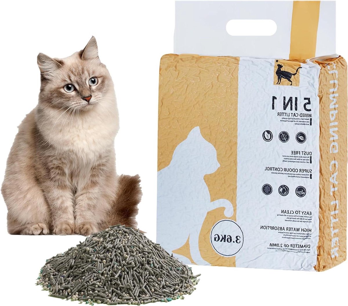 Kattenbakvulling Gemengd - Klonterende Vulling - Schone Kattenbak - Stofvrij en Geurblokkerend - 7 Liter - Natuurlijk