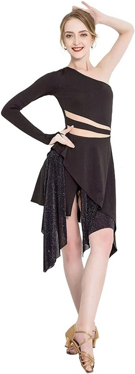Elegante Latin Dansjurk voor Dames - Mesh Kostuum voor Salsa, Tango en Podiumoptredens