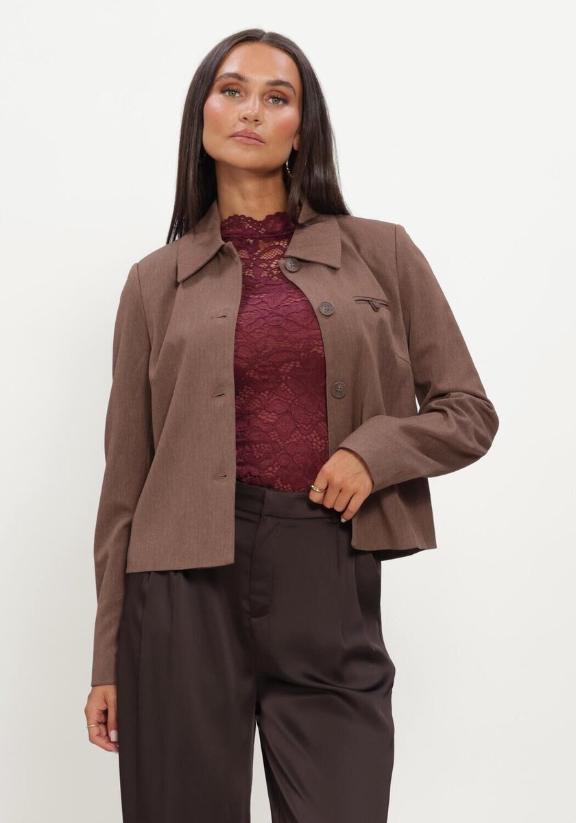Object Objlisa Re L/s Short Blazer Jacket Noos Blazers Dames - Bruin - Maat 36