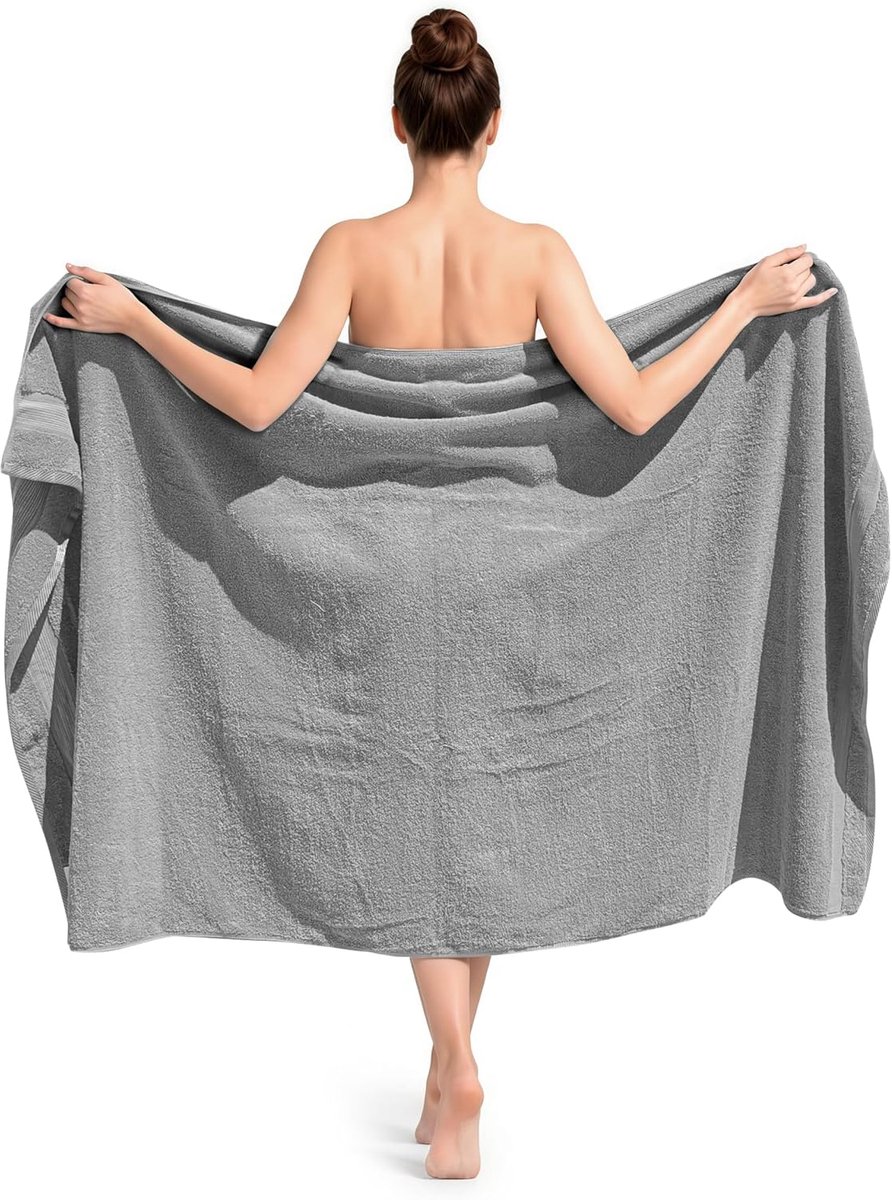 SnelShoppen - XL Badhanddoek Lichtgrijs 100 x 180 cm, 100% Katoen, 500 g/m² Premium Kwaliteit, Saunahanddoek, XXL, Perfect voor Thuis, Vakantie en Sau