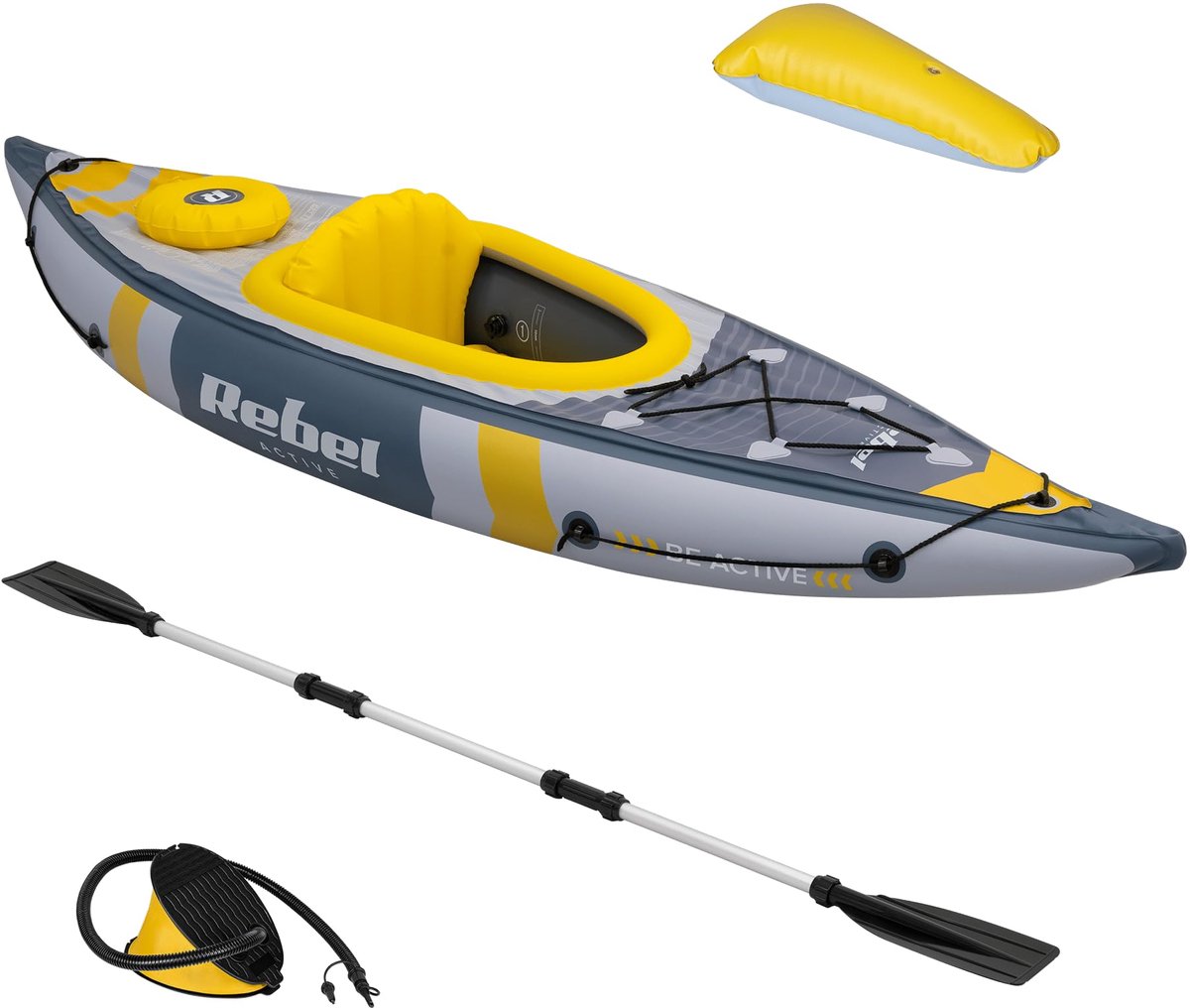 SnelShoppen - Opblaasbare Kajak Rebel Electro 282x90 cm - Toeristische Boot met Peddel, Pomp en Zitje - Perfect voor Avonturen op het Water