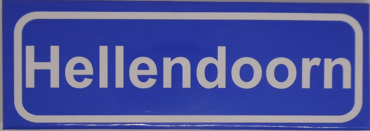 Souv© - koelkast magneet - plaatsnaam bord - kombord - souvenir - koelkastmagneetje - relatiegeschenk Hellendoorn