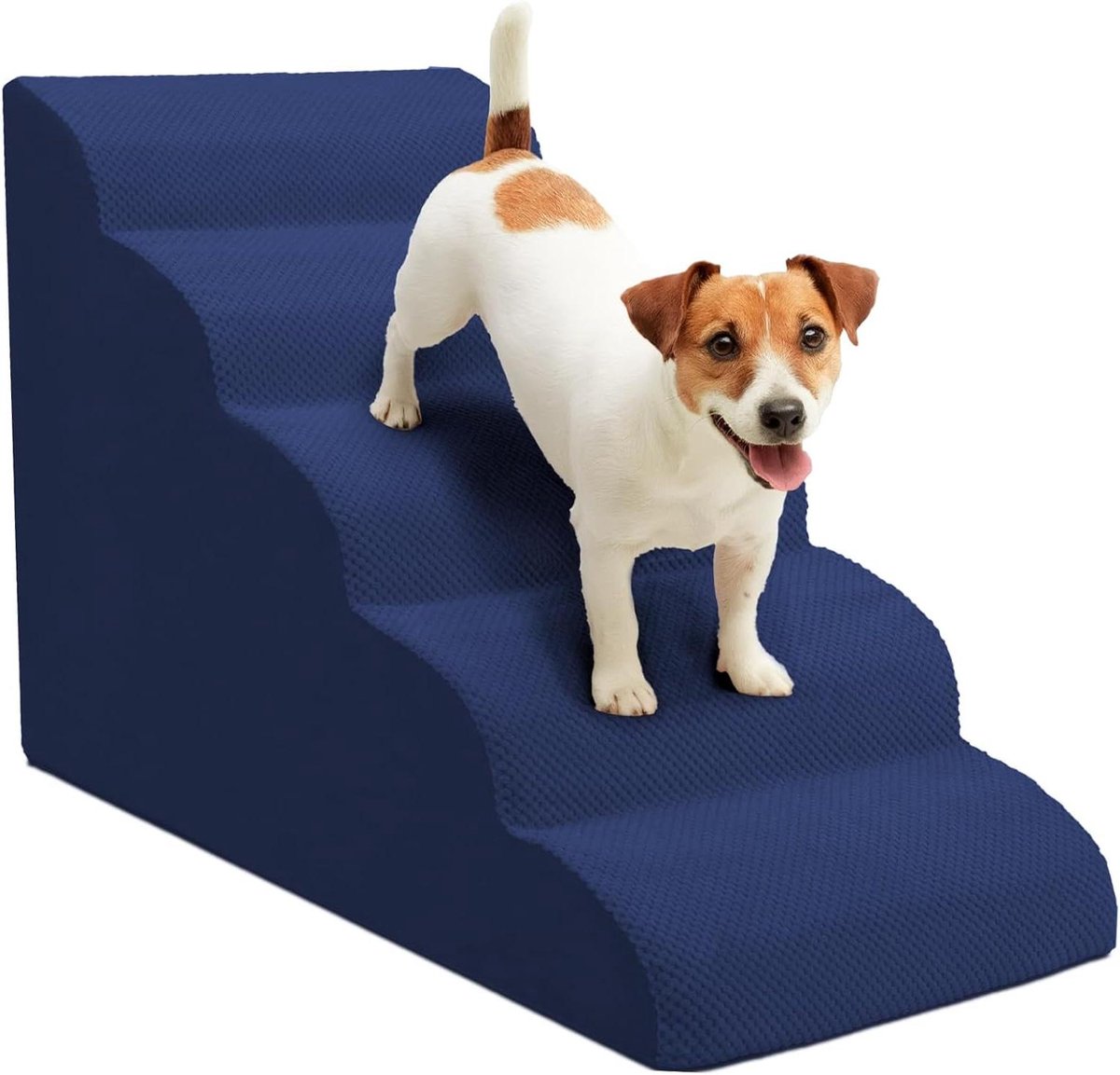 Huisdier Trappetje - Hondenladder Kattenladder - Huisdier Mobiliteit - Vijf Stevige Treden - 62 cm Hoog - Marineblauw
