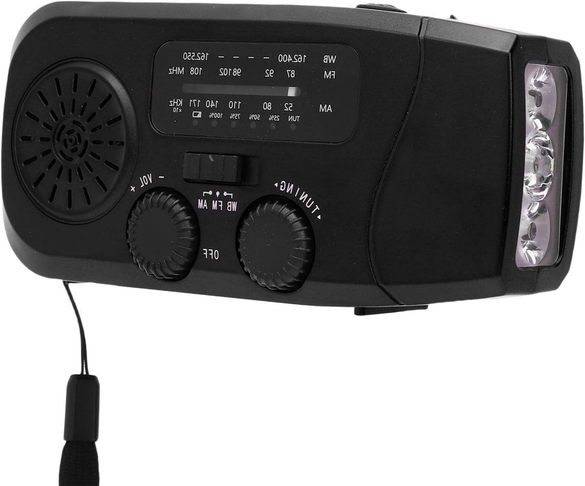 Noodradio - Zonne-radio - Buitenactiviteiten - 3 Laadmethoden - 2000mAh - Zwart