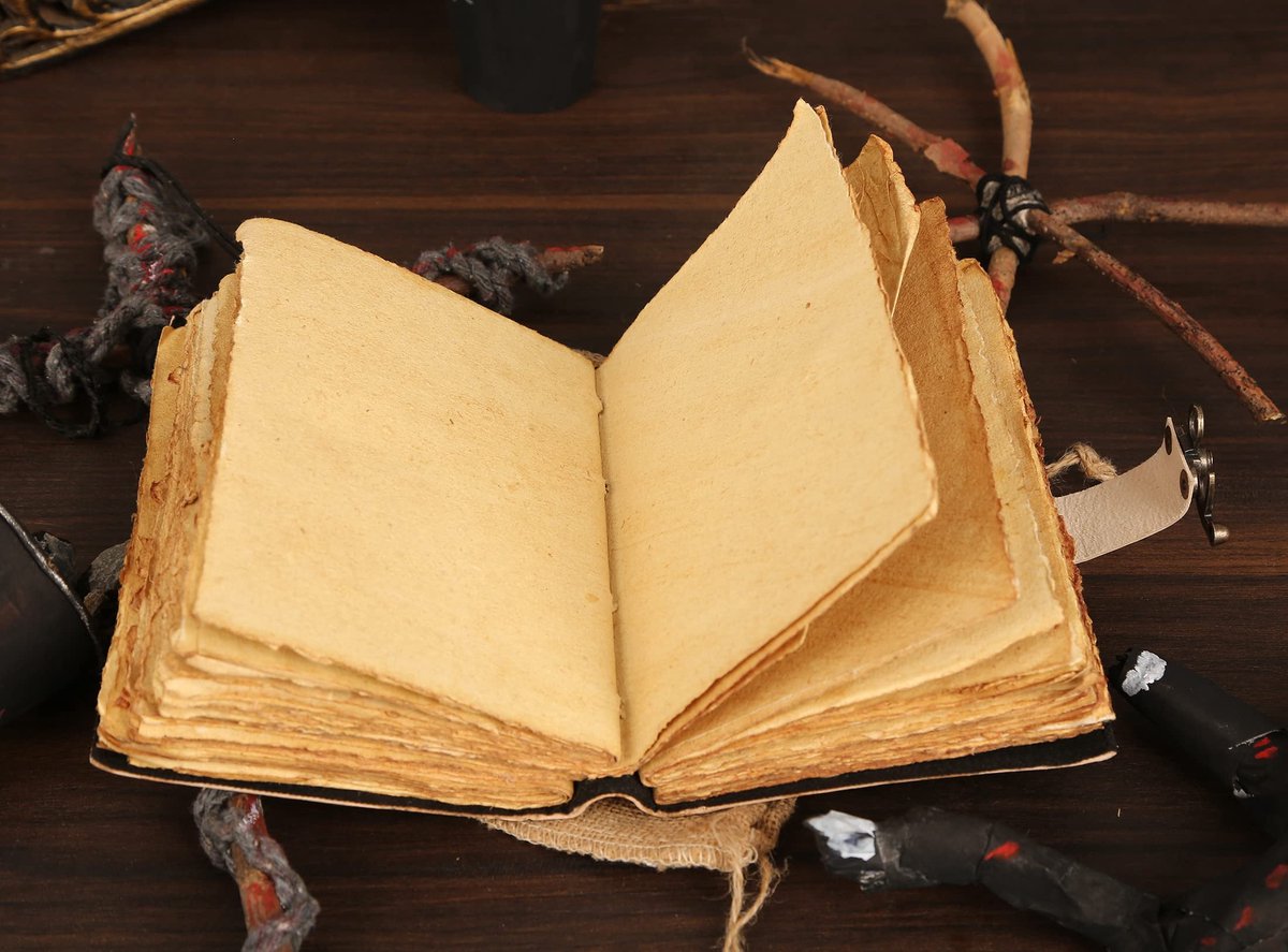 SnelShoppen - Lege Spreukenboek van Schaduwen Dagboek met Slotsluiting, Vintage Handgemaakt Leer, Luna-Motten en Morpho Vlinderprint, Wiccan Decor Not