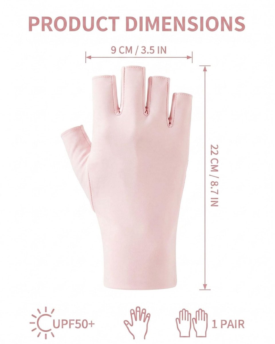 UV-handschoenen zonder vingers voor gelnagels, bescherming tegen UV-straling, ideaal voor manicure en huidverzorging, professioneel en thuisgebruik