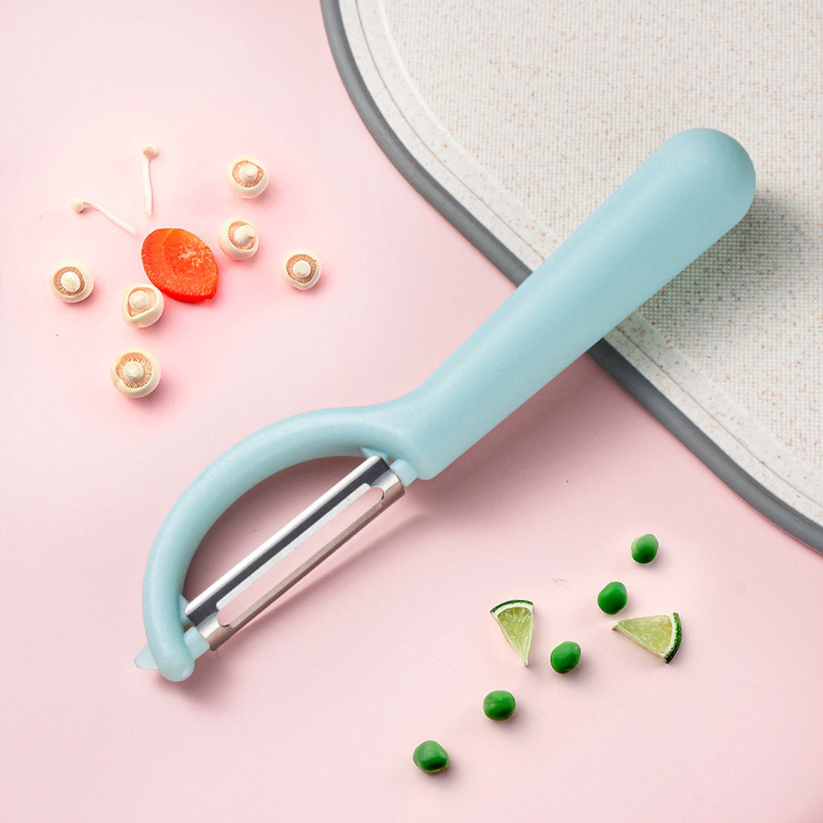 Oneay 2-in-1 dunschiller, keukenhulp, aardappel- en fruitschiller, groenteschiller, snelle handmatige dunschiller, groentemes (blauw).