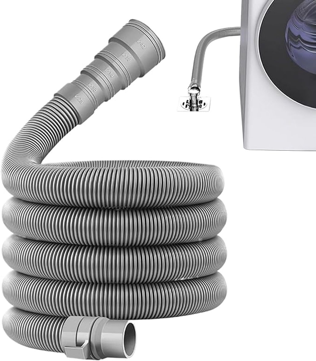 Afvoerslang verleng - Afvoerslang - wasmachineslang - met slangklemmen en afvoerslang verbindingsstuk - Knipbaar - voor wasmachine en vaatwasser - Ø28–42mm - 1 meter