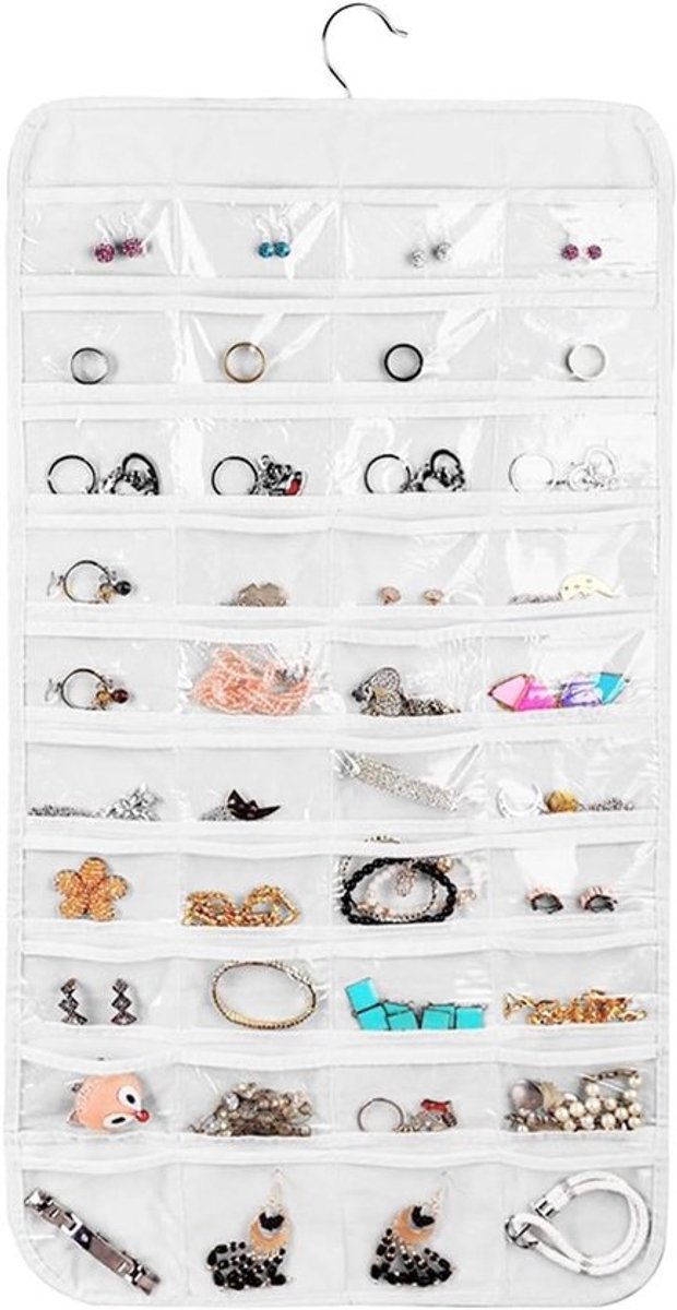 Sieraden Organizer met 80 Transparante Zakken - Kettingopslag - Dubbelzijdige Sieradenhouder
