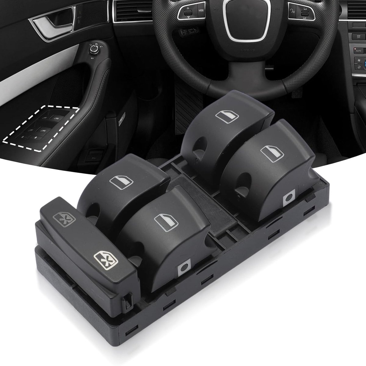 Elektrische Raamschakelaar voor Audi A3, A6, S6 en Q7 - Vervangingsonderdeel voor 4F0959851, 4F0959851G, 4F0959851A, 4F0959851F