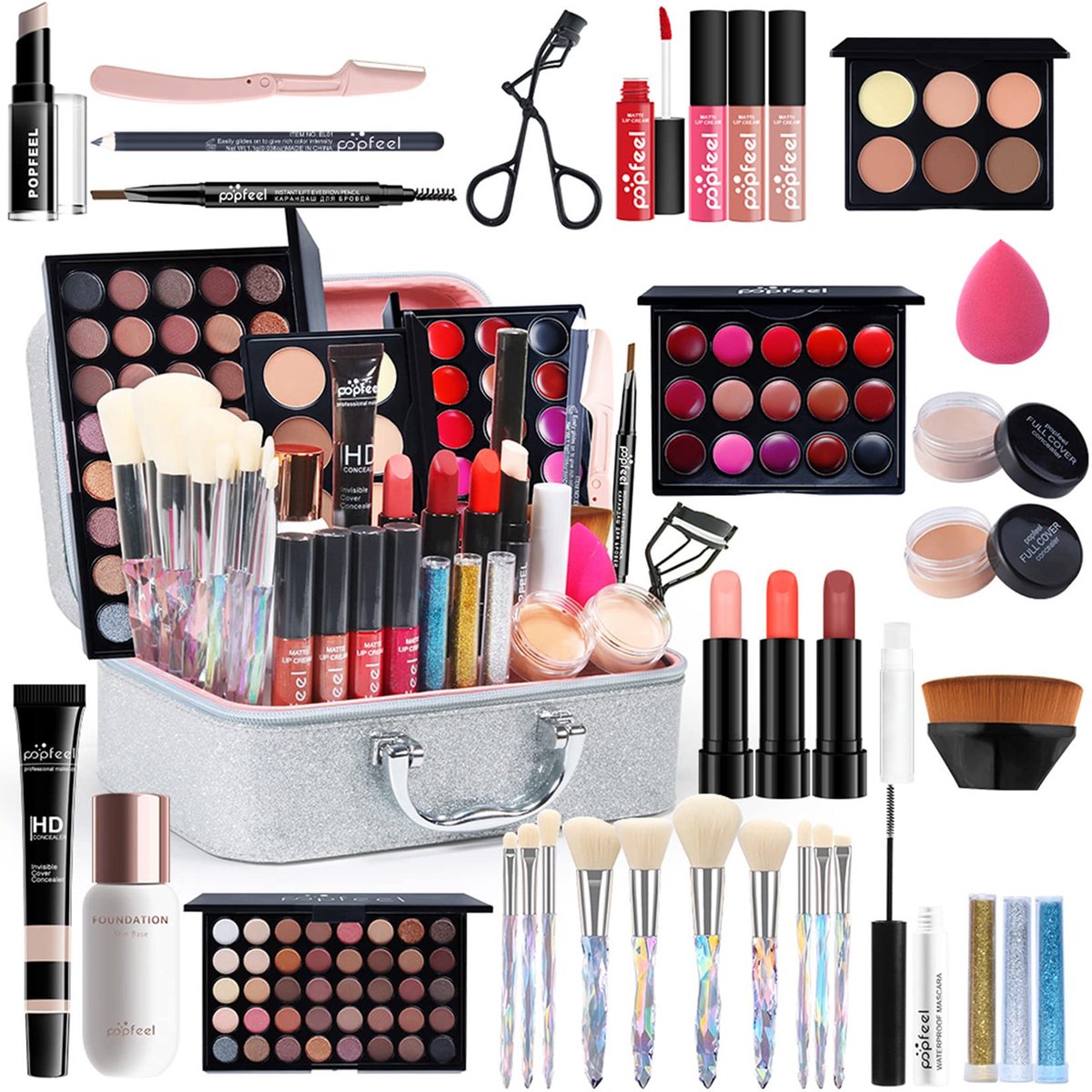SnelShoppen - Professionele 36-delige make-upset voor dames, make-upkoffer met oogschaduw, lipgloss en cosmetica, perfect als verjaardagscadeau of voo