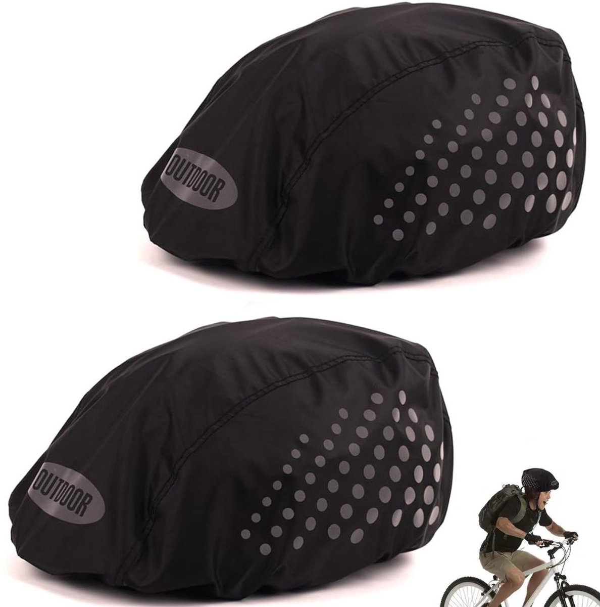 2x Fietshelm Regenhoes - Regenhoes - Helmhoes - Waterdichte Bescherming Voor Fietshelmen - Regenhoes Helm - Reflecterende Muts Voor Helm - Fietshelm Hoes - Waterdichte Fietshelm Cover - Regenbescherming - Reflecterende Strepen - Universeel