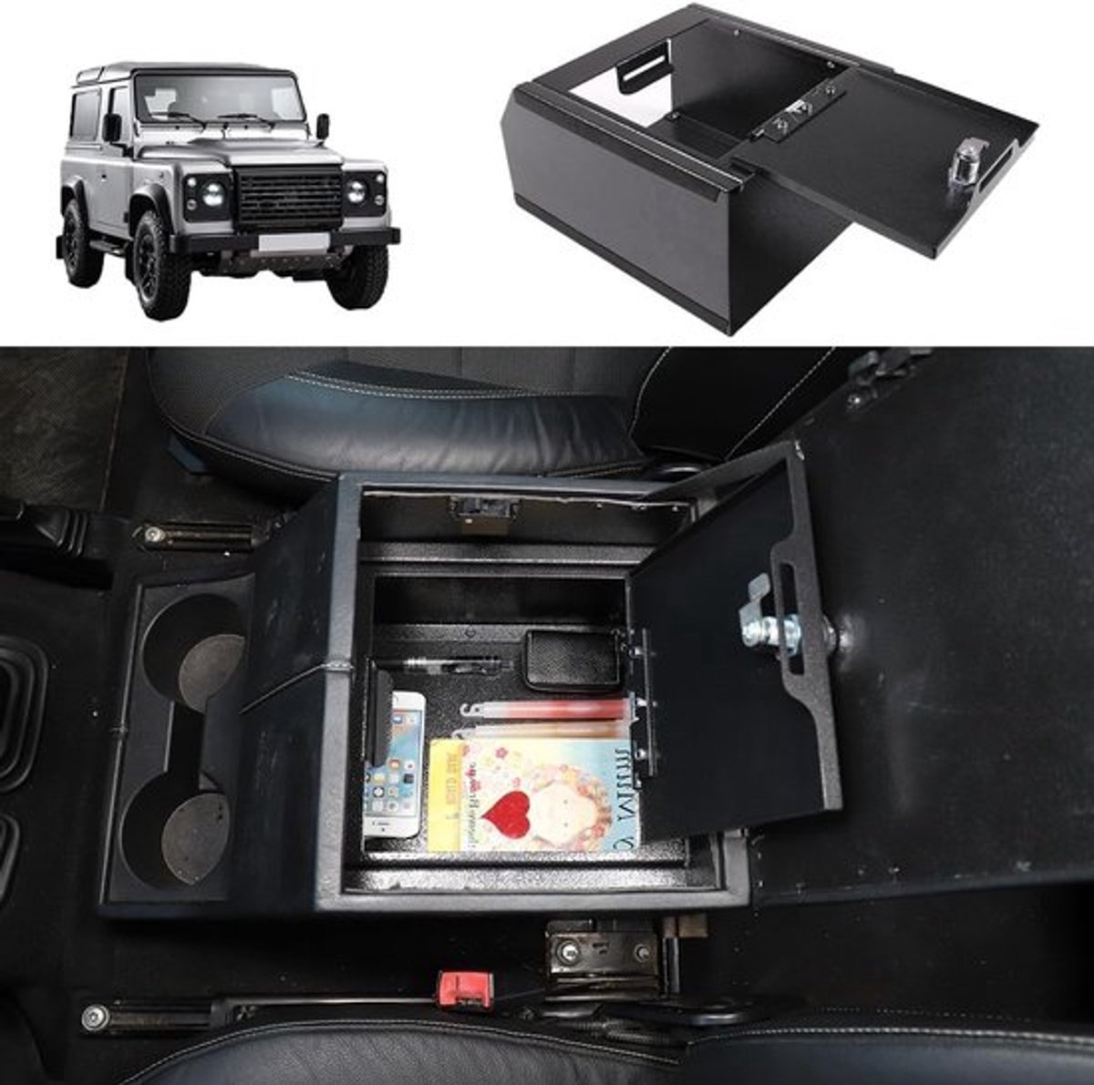Console Safe Armrest Lockbox voor Defender 2004-2018 - Veiligheid, Opbergruimte en Organisatie voor Auto Accessoires