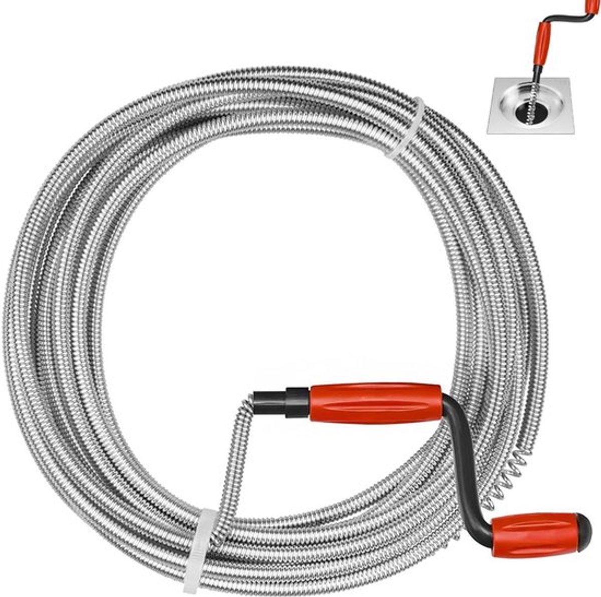 Pijpreinigingsspiraal 5 m x 6 mm voor effectieve afvoerreiniging van wastafels, buizen en riolen