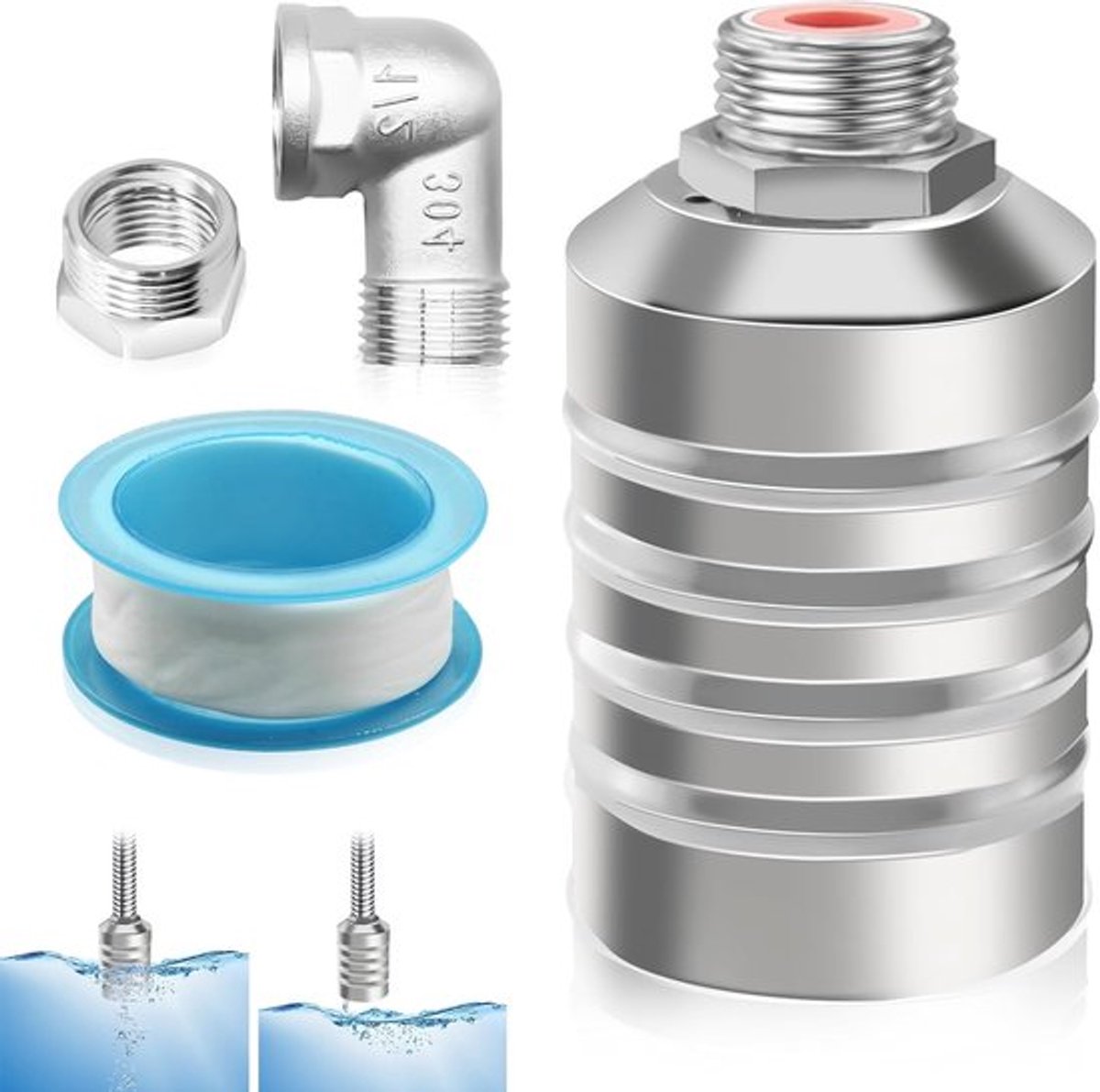 Volledig automatische waterniveau controle drijvende klep set van 4 stuks, roestvrijstalen drijver voor waterreservoir, zwembad en watertrog, mini drijvende klep voor 1/2" en 3/4" aansluitingen
