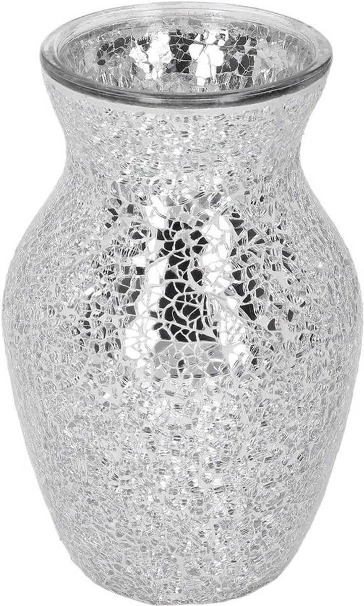 Moderne Glazen Vaas met Kraakpatroon voor Bloemen, 20 cm Hoog, Perfect voor Tafeldecoratie en Feestelijke Gelegenheden