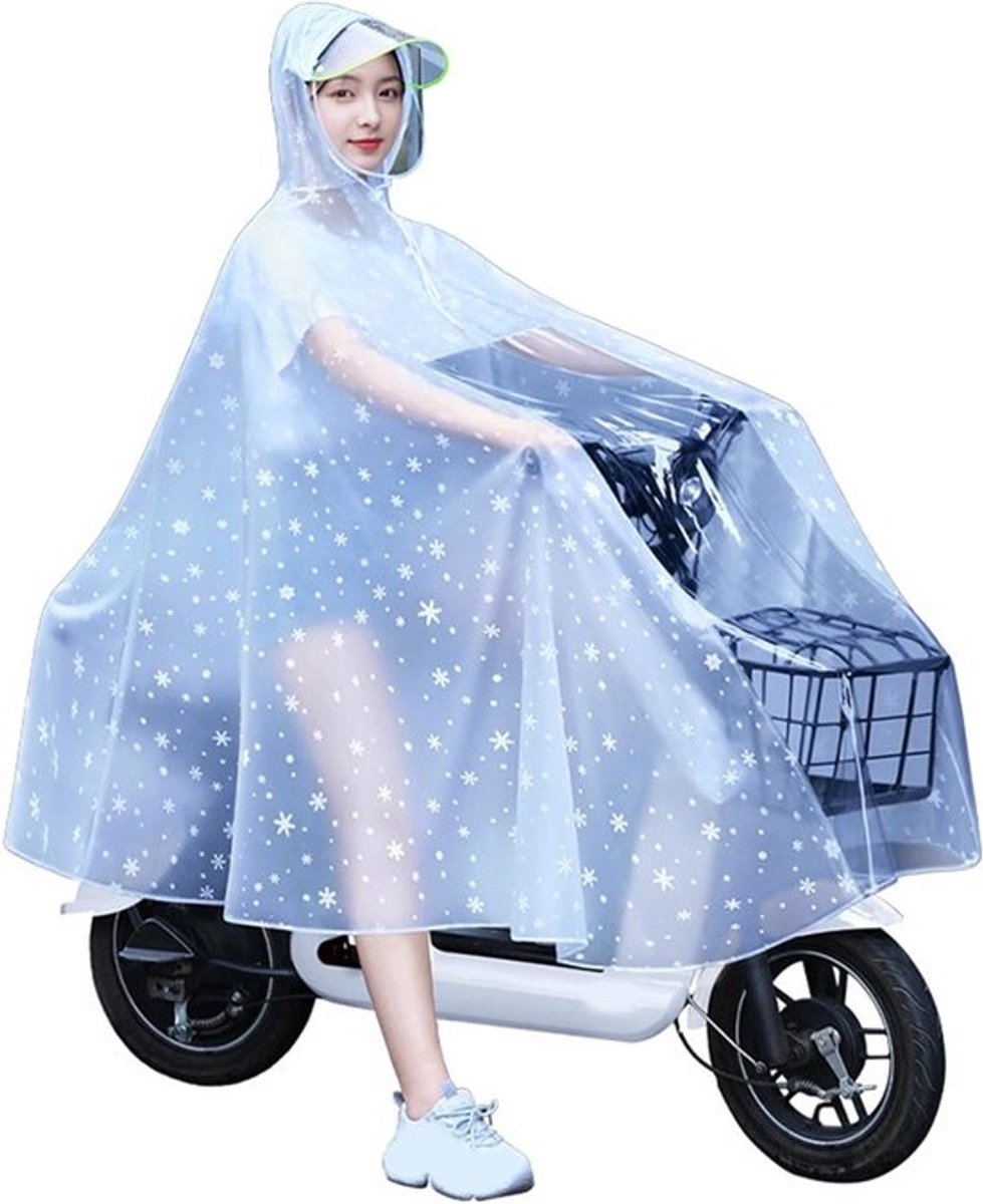 Lichte en Herbruikbare Dames Regenponcho met Doorzichtig Sneeuwvlokpatroon voor Fietsen en Scooteren, One Size, Volledige Bedekking
