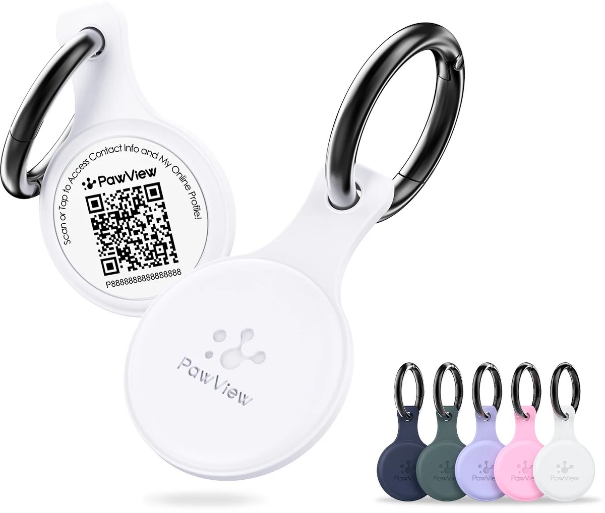 PawsView | Slimme Hondenpenning met QR-Code | NFC | GPS Tracker Hond | Wit |