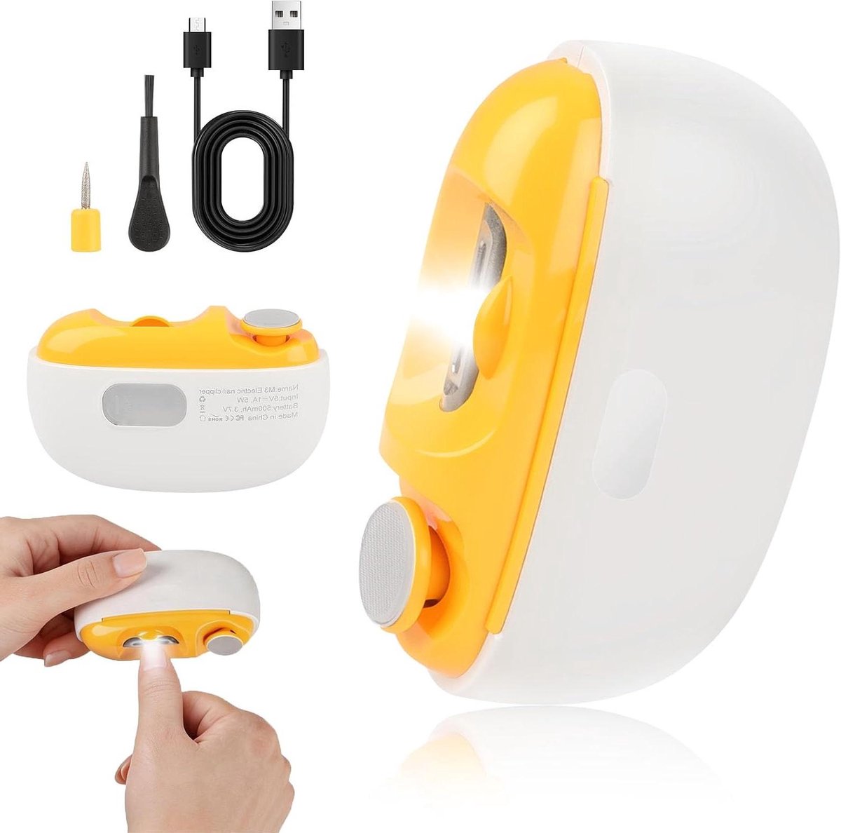 Elektrische nagelknipper - Nageltrimmer vijl - Nagels verzorgen - 3-in-1 functie - 108 x 101 cm - Wit