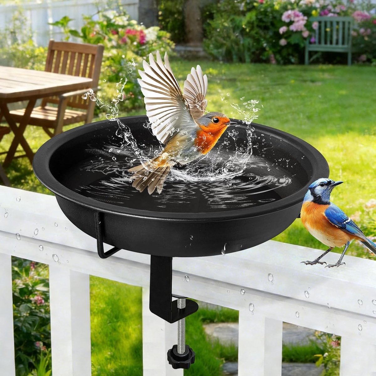 Elegante Vogelbad voor Balkon en Tuin, Winterbestendig Metaal, Ideaal voor Vogels en Tuinieren