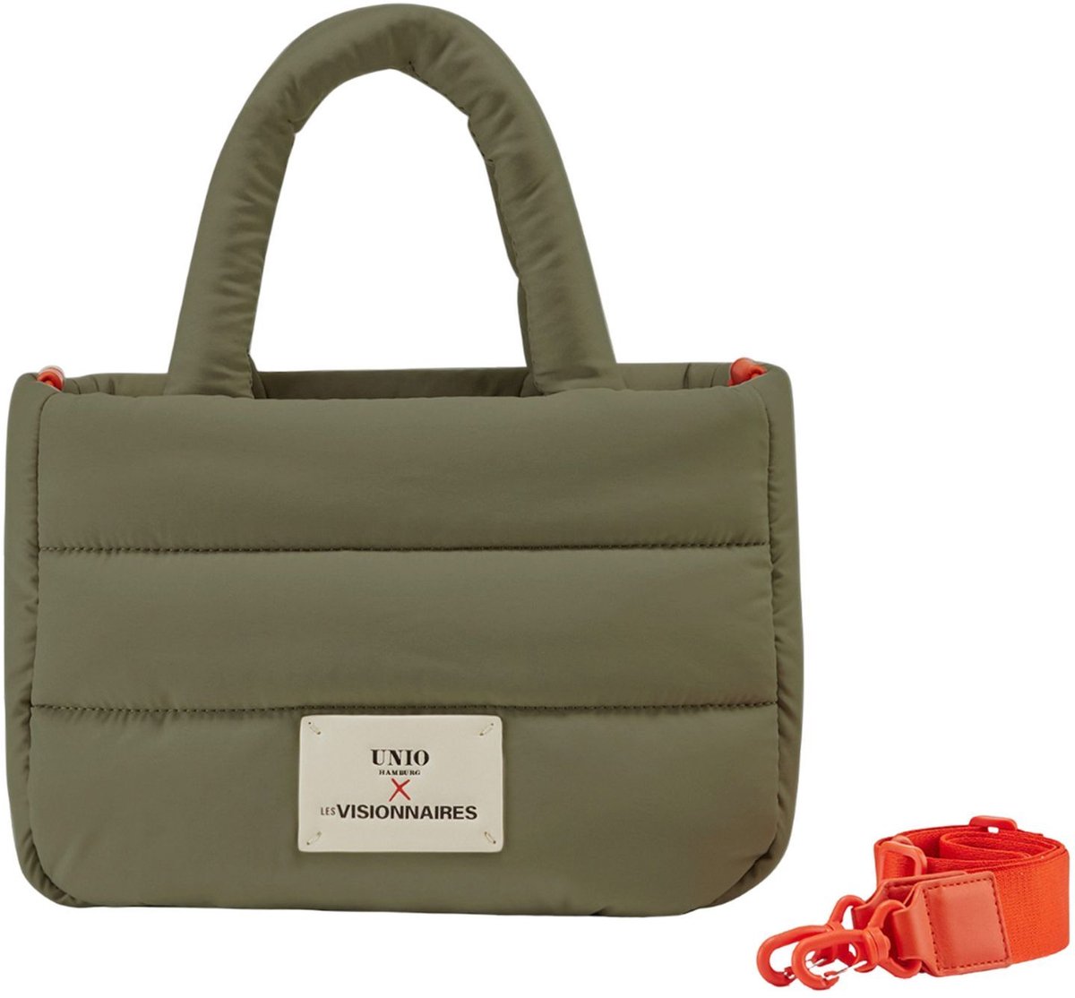 Unio Hamburg x Les Visionnaires handtas schoudertas Puffy Unio Cortina Deep Forest olijfgroen