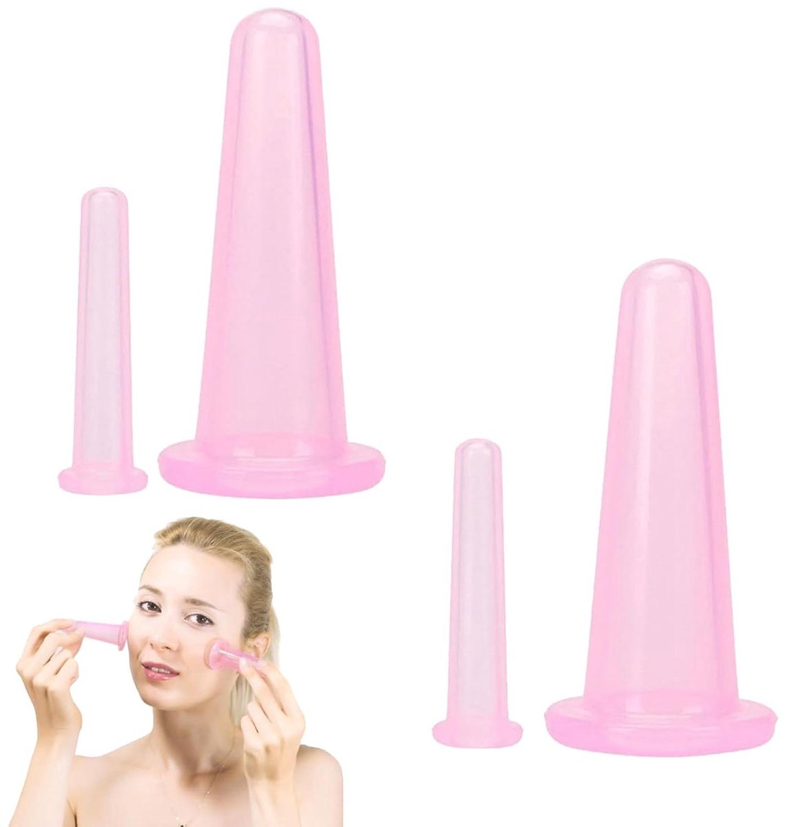 Gezicht Zuignappen - Massage Cups - Huidverzorging Thuis - Voedselveilig Siliconen - 4 Stuks - Transparant