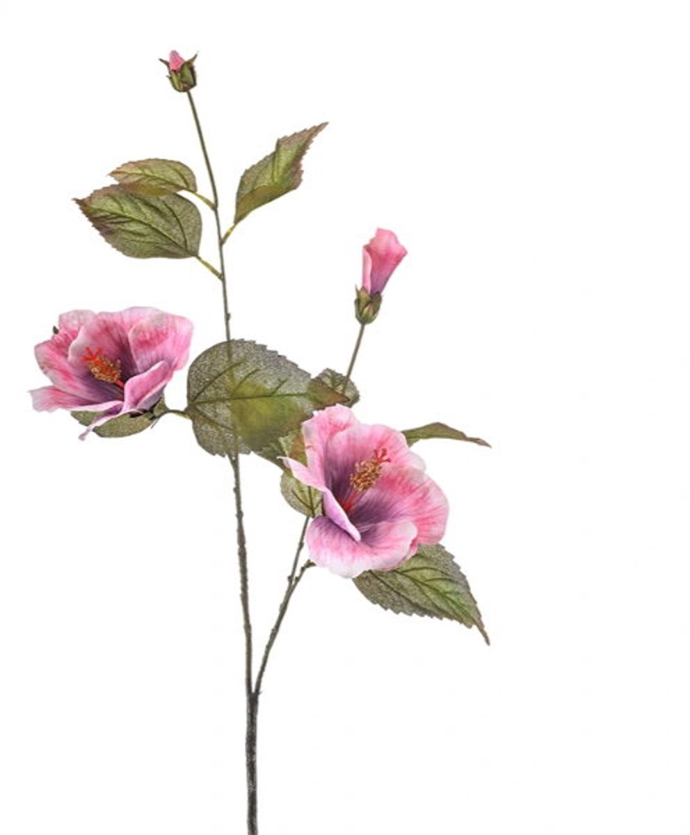 Kunstbloem hibiscus pink, 100 cm Hortus