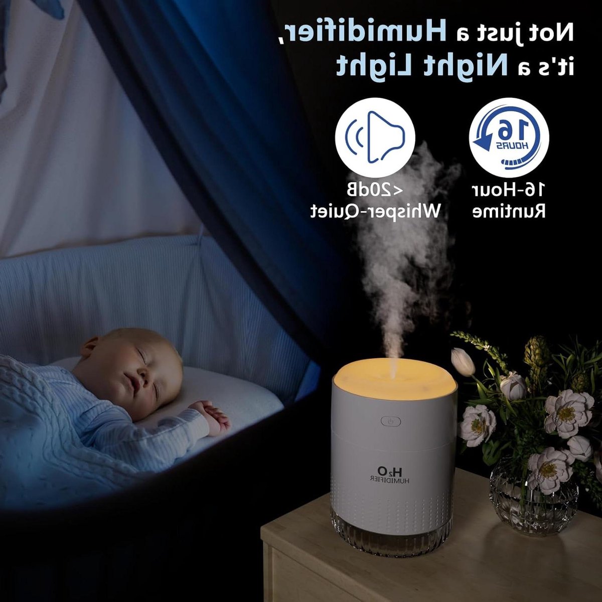Luchtbevochtiger - Mini Vernevelaar - Frisse Lucht - Automatische Uitschakeling - 500ml Capaciteit - Wit