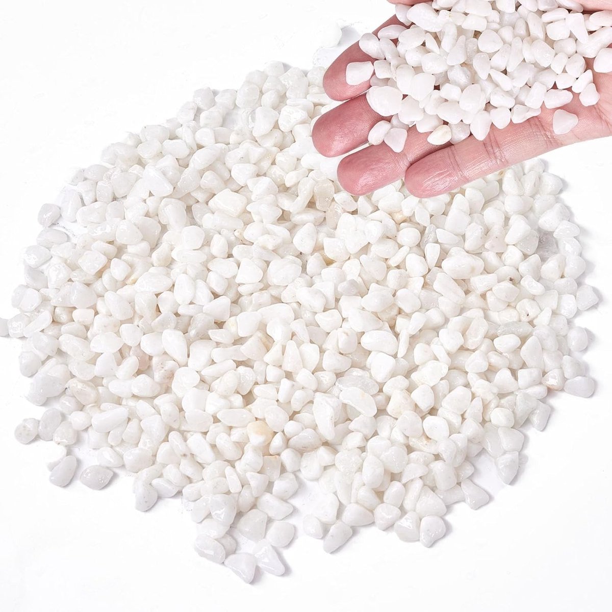 Decoratieve witte steentjes van 1.8kg, 0.8-1cm, voor tuin, siergrind en tuindecoratie