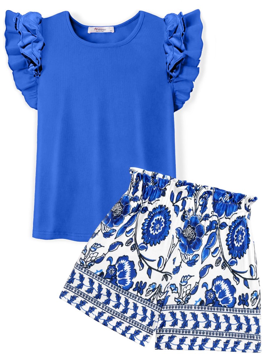 SnelShoppen - Meisjeskleding set Zomer T-shirts met Shorts Katoen Mouwloze Kleding Set Casual Mode Effen Kleur Kinderen Kleding Pak met Zak 6-14 Jaar