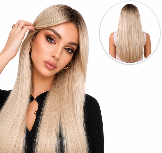 SassyGoods Blonde Pruik - Pruiken Dames Lang Haar - Wasbaar - Hittebestendig - Verstelbaar - Blond - 65 cm