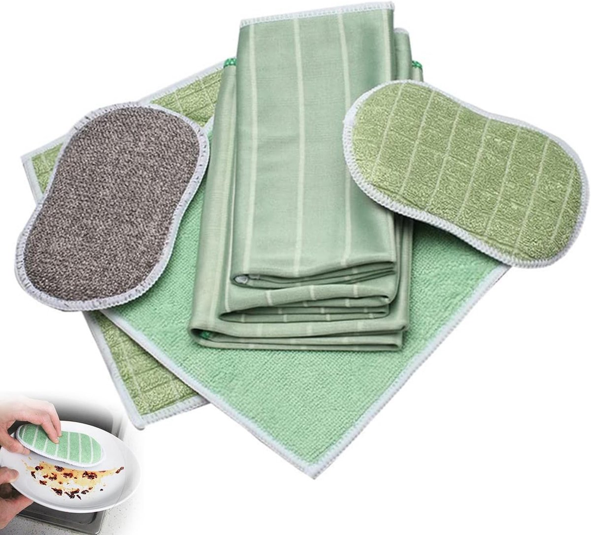 Set van 6 Duurzame Reinigingsdoeken van Bamboevezels voor Ramen, Keuken en Auto - Milieuvriendelijk en Herbruikbaar