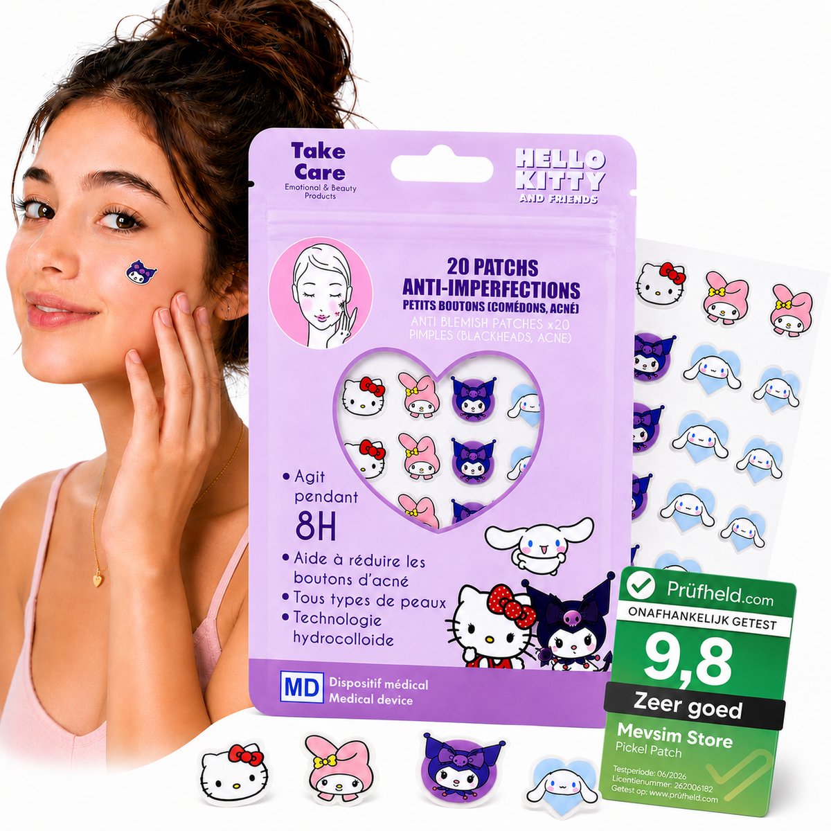 Hello Kitty Friends Pimple Patch - Acne Patch - Pleister - Puistjes Pleister - Verwijdert Mee-eters - Sticker - 20 stuks