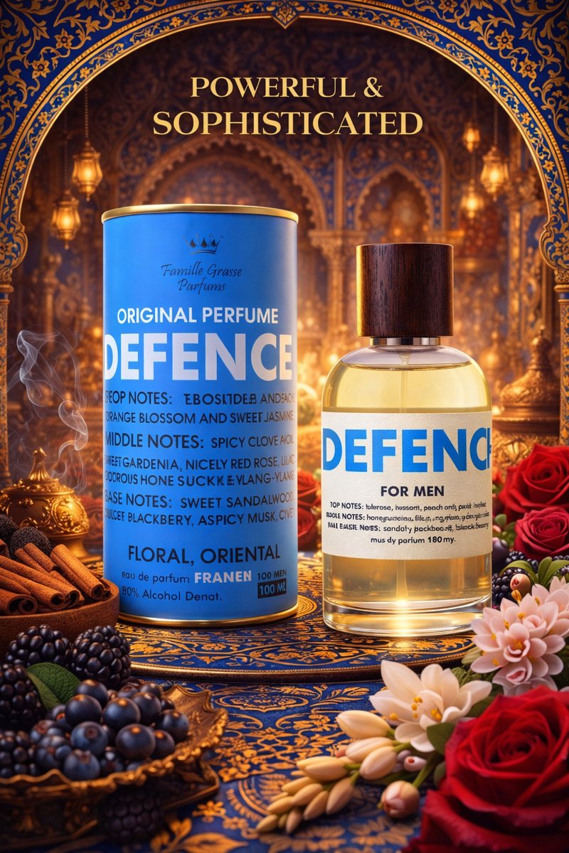 Franse Heren Parfum - Defence - een sterke heren geur met Tabak - Kruidnagel en Kamperfoelie - verpakt in een schitterend blik.