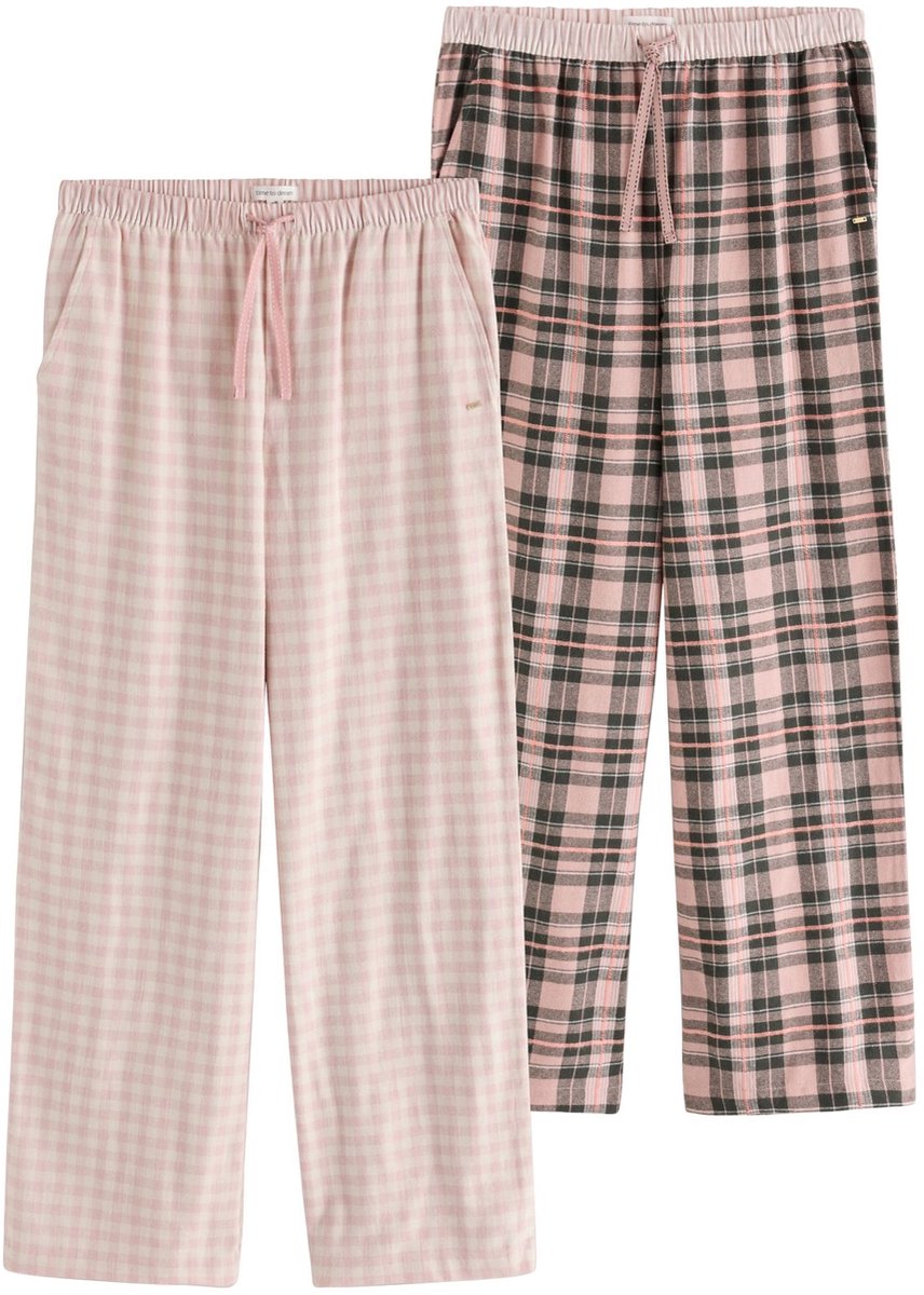 Next - Dames - Set van 2 pyjamabroeken van flanel - Roze