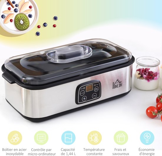 NextNovaDeals Yoghurtmaker - 1,44 Liter - 8 Potten Van 180 Ml - Elektrische Yoghurtmachine - Timer Functie - Yoghurt Maken Thuis — afbeelding 2