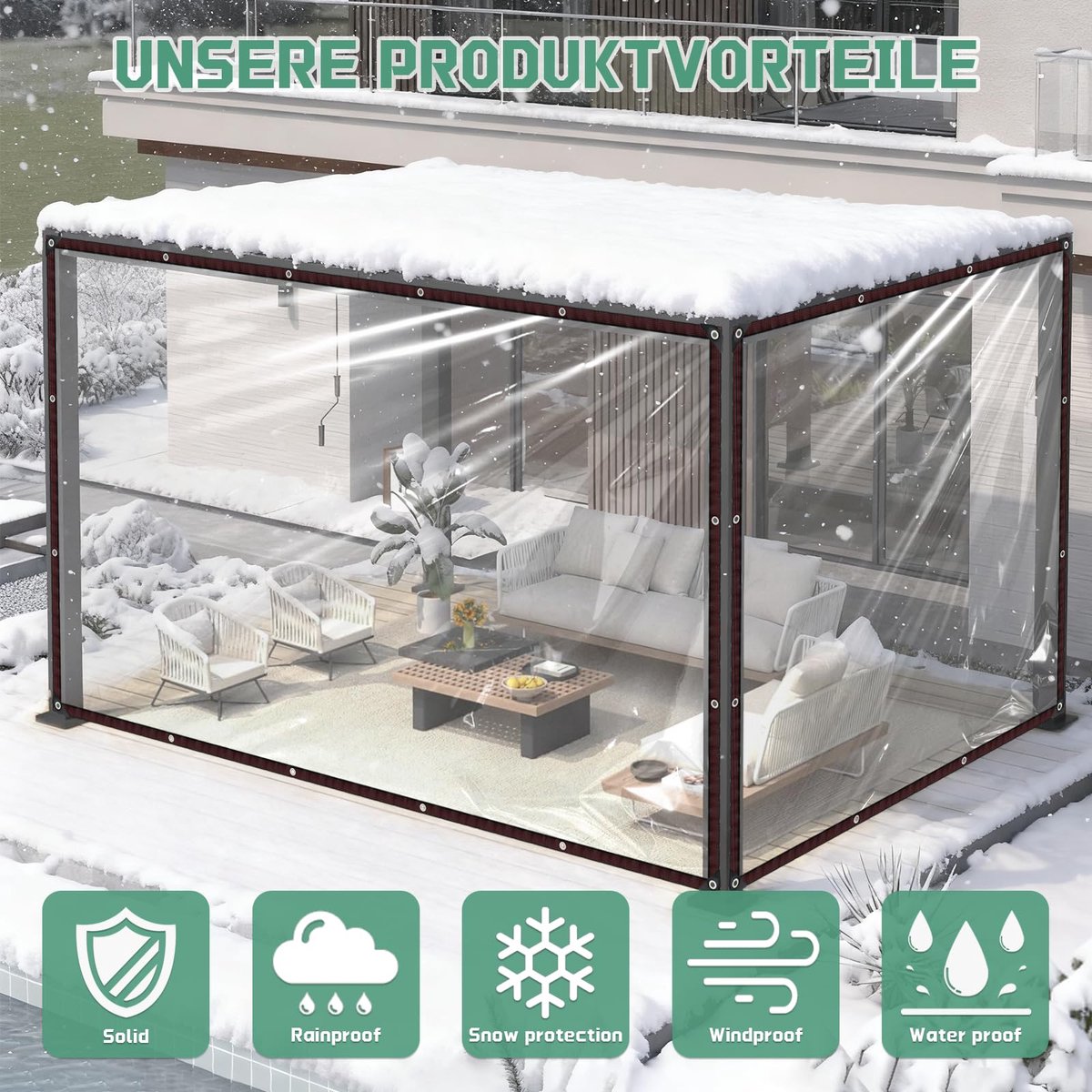 SnelShoppen - QIVNLUMU Transparant Zeil Waterdicht 1.5x2m - Zware Kwaliteit UV-bestendig met Versterkte Ogen - Multifunctioneel Afdekzeil voor Tuinmeu