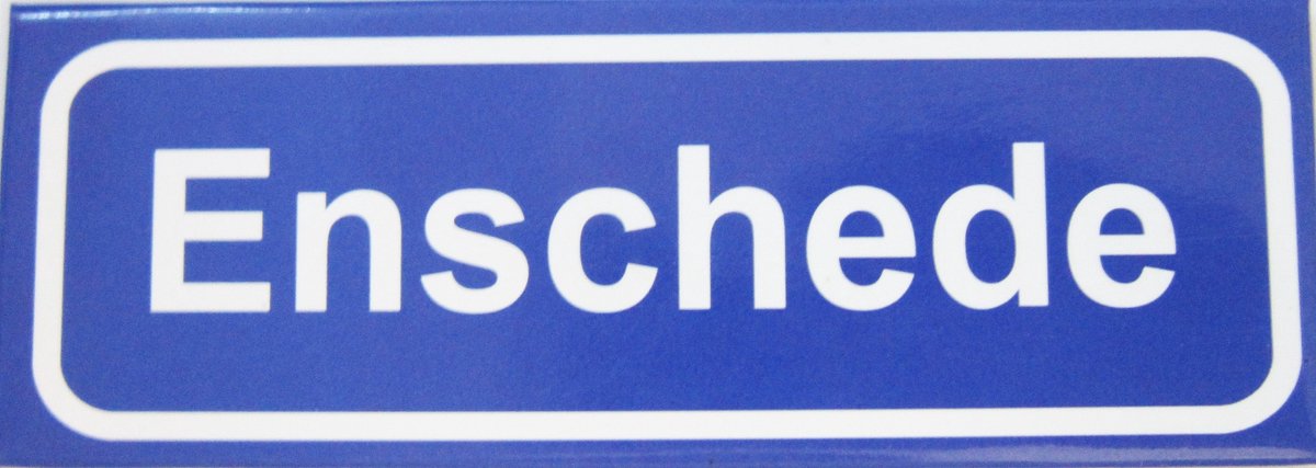 Souv© - koelkast magneet - plaatsnaam bord - kombord - souvenir - koelkastmagneetje - relatiegeschenk Enschede