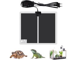 Verwarmingsmat Terrarium - Warmtemat Reptiel - Klimaatbeheersing Huisdier - Drietraps Temperatuurregeling - 15 x 14 cm - Zwart