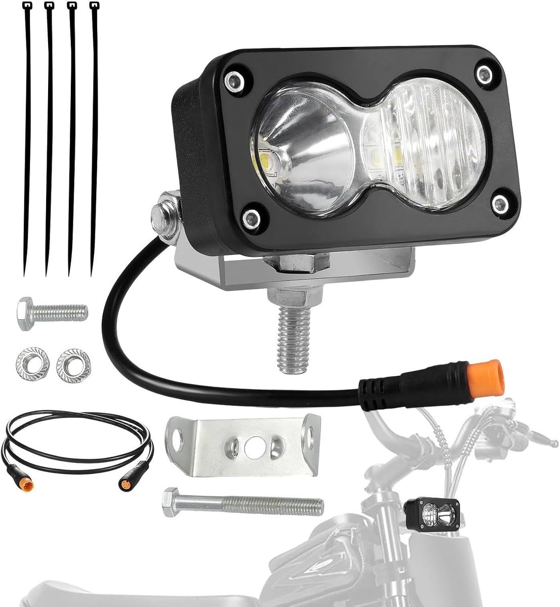 KZQ Waterdichte led fietskoplamp 6500k 20w met 3-polige connector voor motorrijden en mountainbiken in het donker