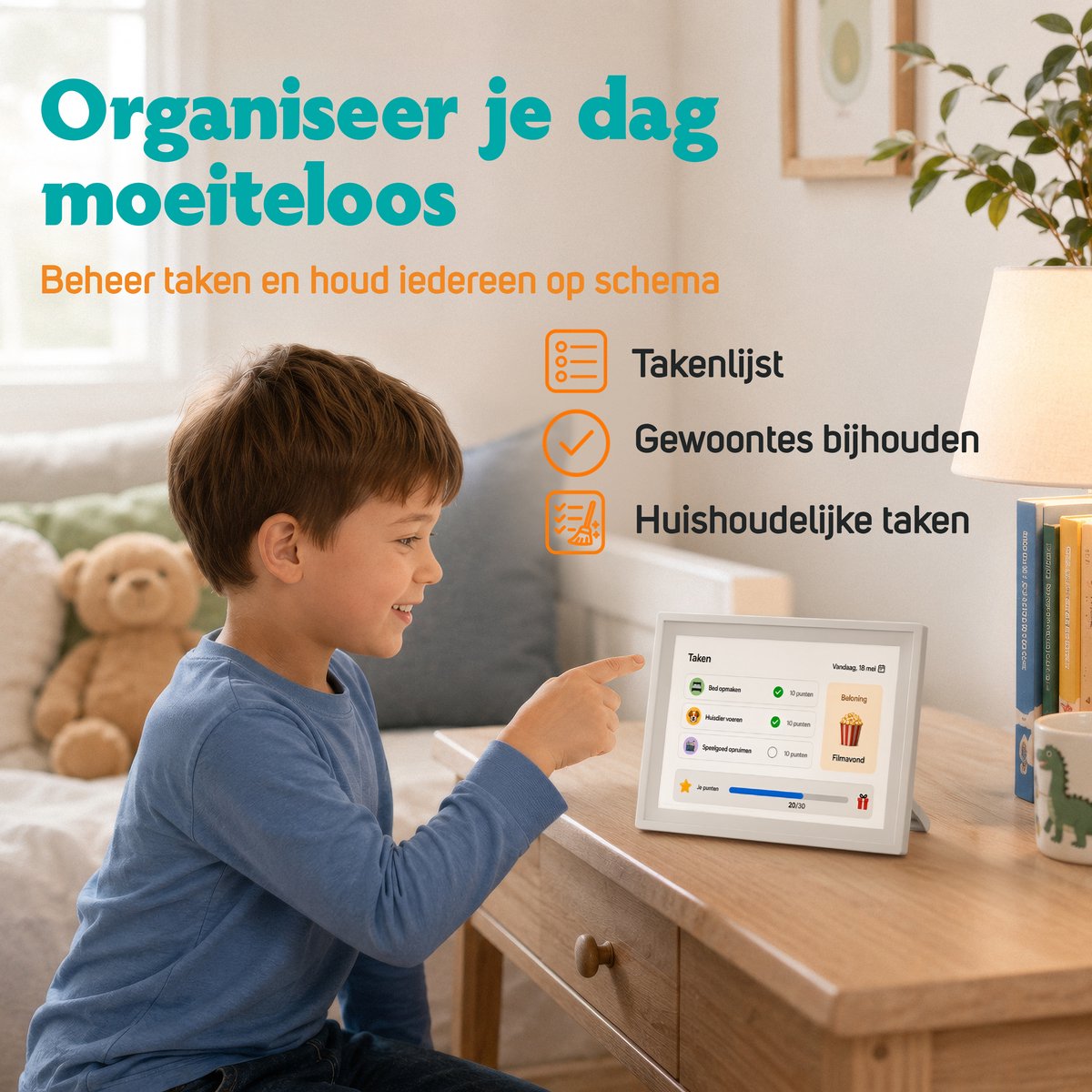 Digitale Kalender & Fotolijst met Touchscreen – 15,6 Inch – 1080P Full HD – 32GB – Zonder Abonnement – Gezinsplanner met Takenlijst, Maaltijdplanner & FotoCube App – Wand- en Bureaumontage thumbnail 8