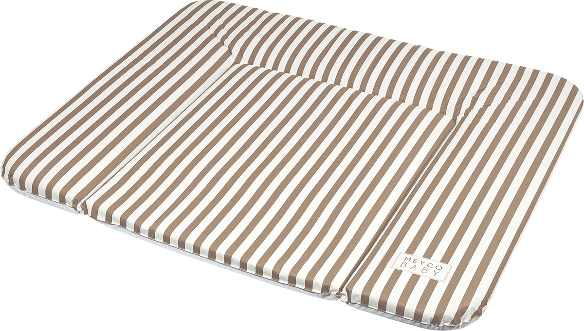 Meyco Baby Fat Stripe aankleedkussen - Taupe - 72x85cm